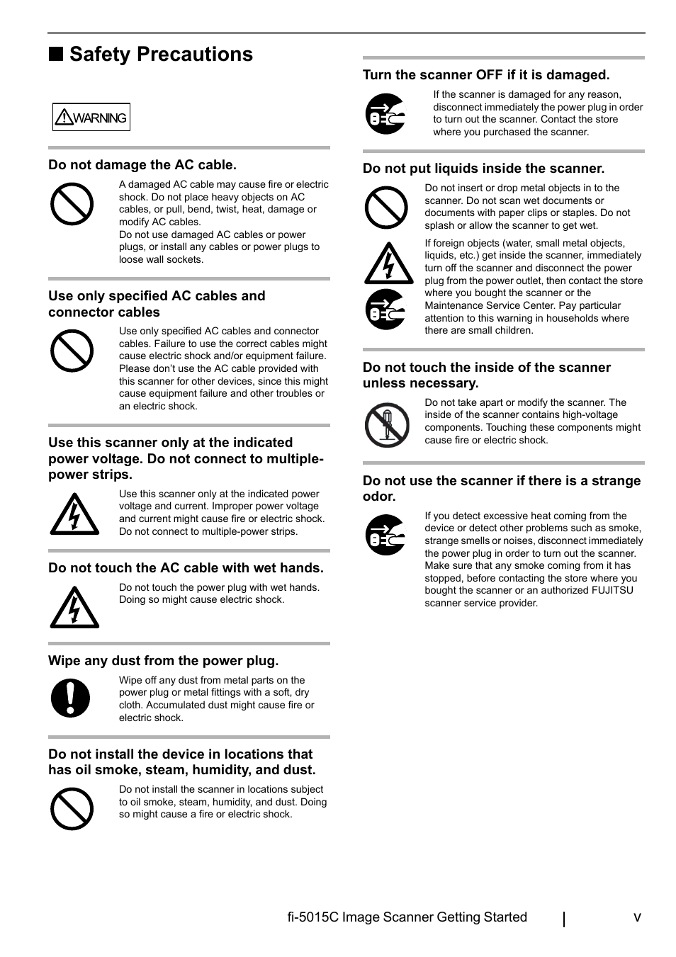 Safety precautions | FUJITSU fi-5015C User Manual | Page 7 / 26