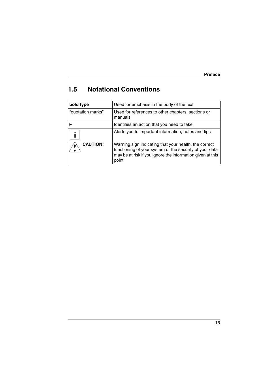 5 notational conventions, Notational conventions | FUJITSU Primecenter M1 BS2000 User Manual | Page 15 / 117