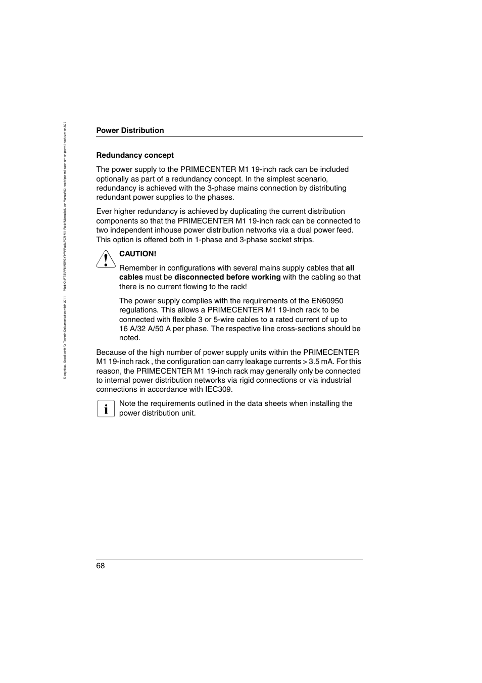 Power distribution | FUJITSU Primecenter M1 BS2000 User Manual | Page 68 / 117