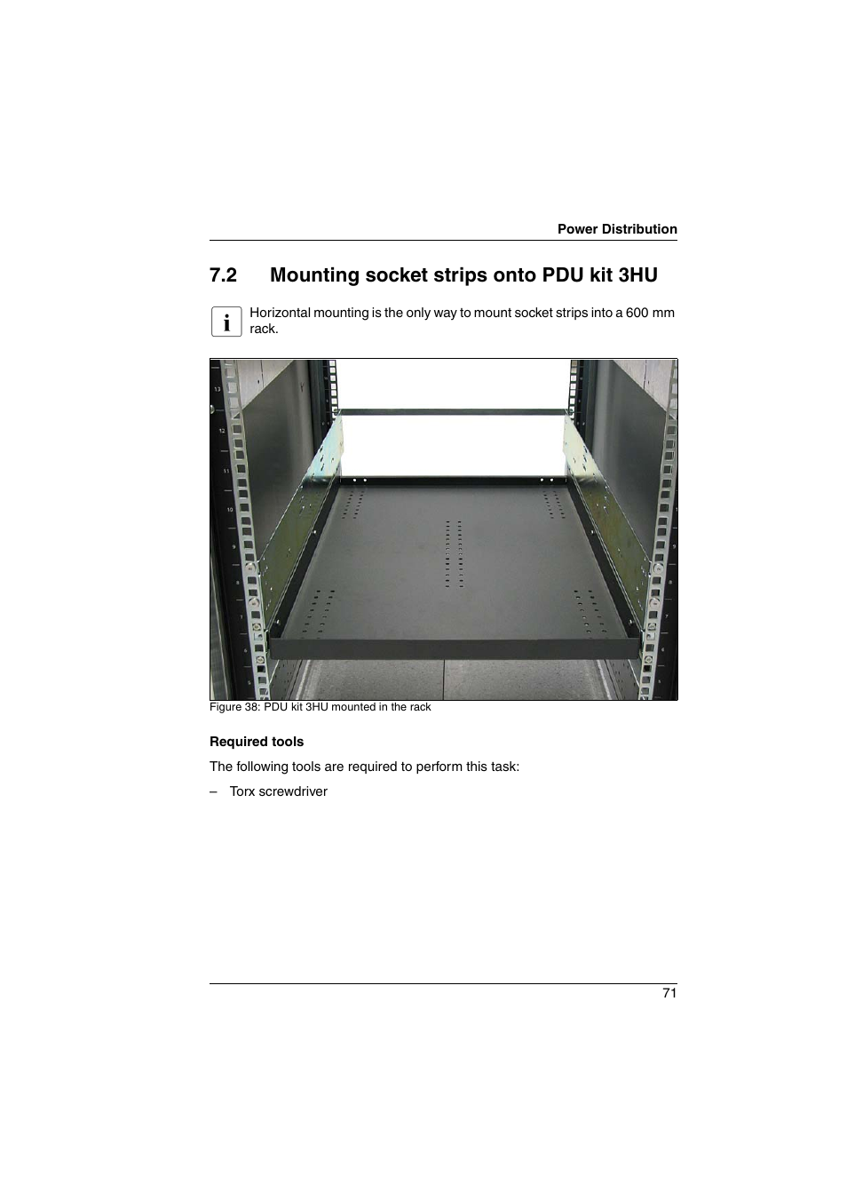 2 mounting socket strips onto pdu kit 3hu, Mounting socket strips onto pdu kit 3hu | FUJITSU Primecenter M1 BS2000 User Manual | Page 71 / 117