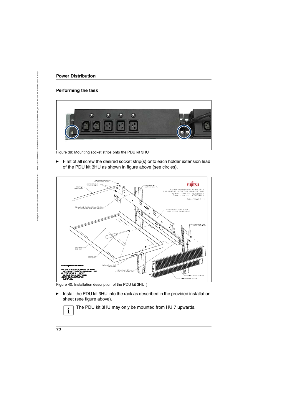 Power distribution, Performing the task | FUJITSU Primecenter M1 BS2000 User Manual | Page 72 / 117
