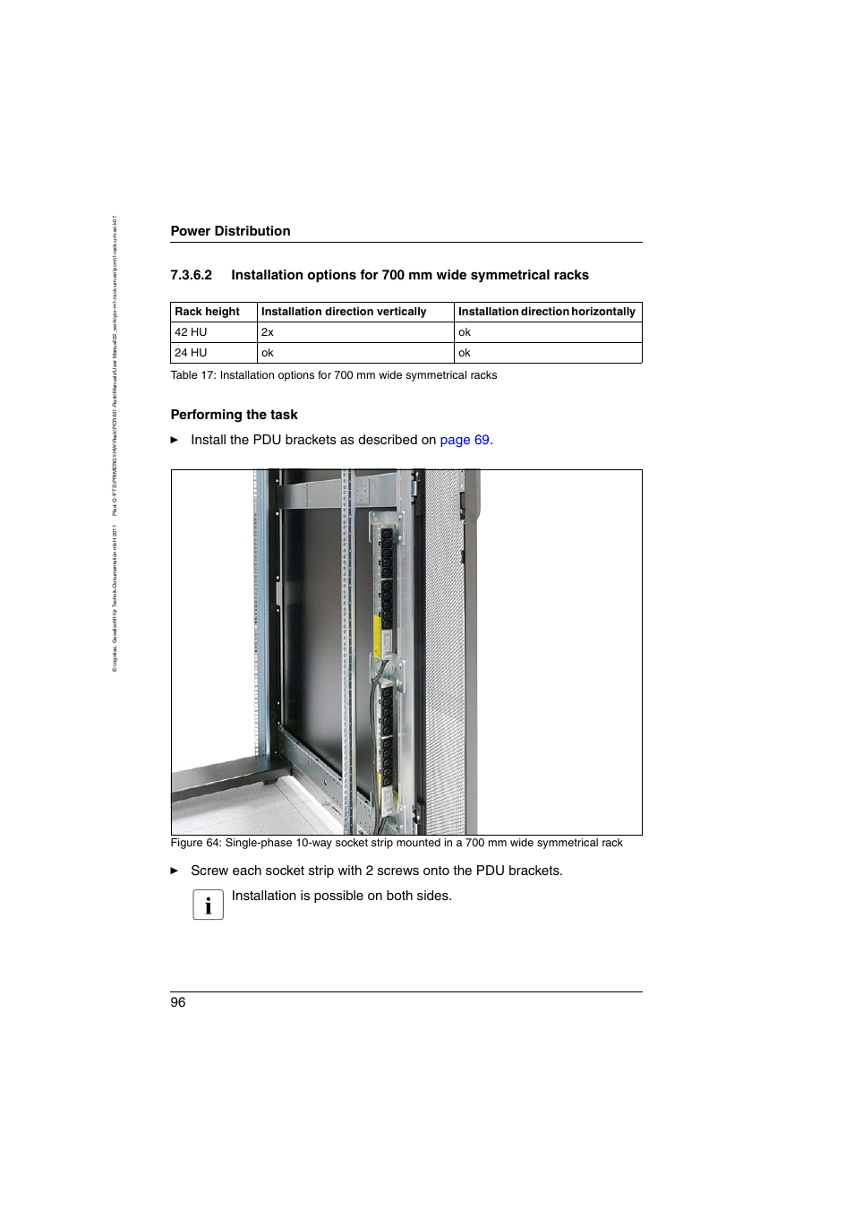 Power distribution, Installation is possible on both sides | FUJITSU Primecenter M1 BS2000 User Manual | Page 96 / 117