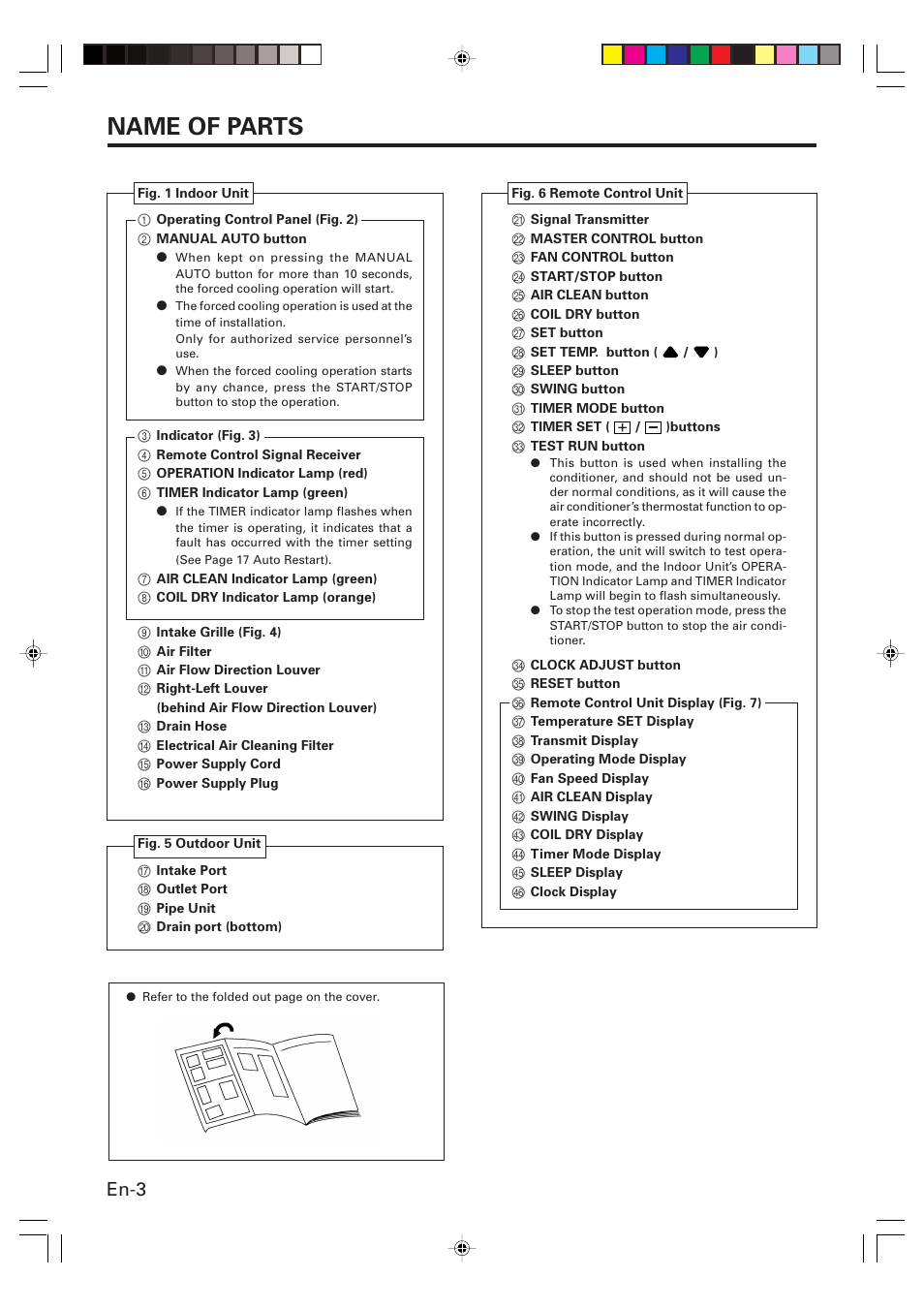 Name of parts, En-3 | FUJITSU AOU15RLQ User Manual | Page 5 / 20