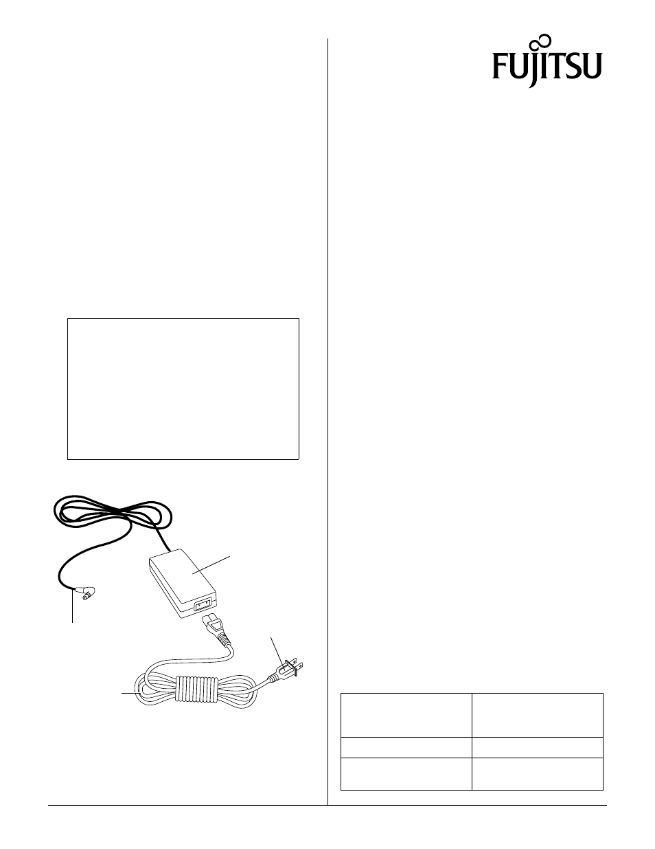 FUJITSU FPCAC14A User Manual | 1 page