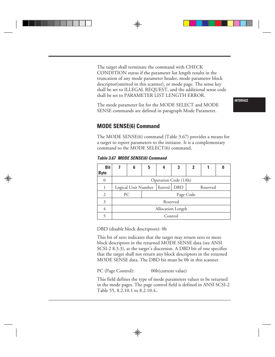 Mode sense(6) command, Mode sense(6) command -87, 67 mode sense(6) command -87 | FUJITSU C150-E049-02EN User Manual | Page 120 / 236