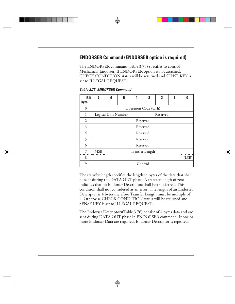 Endorser command (endorser option is required), 75 endorser command -92 | FUJITSU C150-E049-02EN User Manual | Page 125 / 236