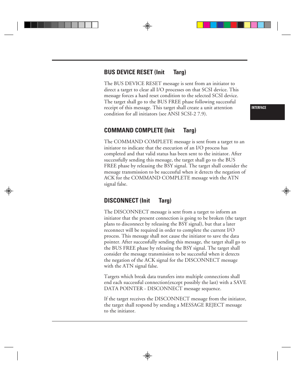 Bus device reset (init æ targ), Command complete (init ¨ targ), Disconnect (init ¨ targ) | Bus device reset (init, Targ) -103, Command complete (init, Disconnect (init | FUJITSU C150-E049-02EN User Manual | Page 136 / 236