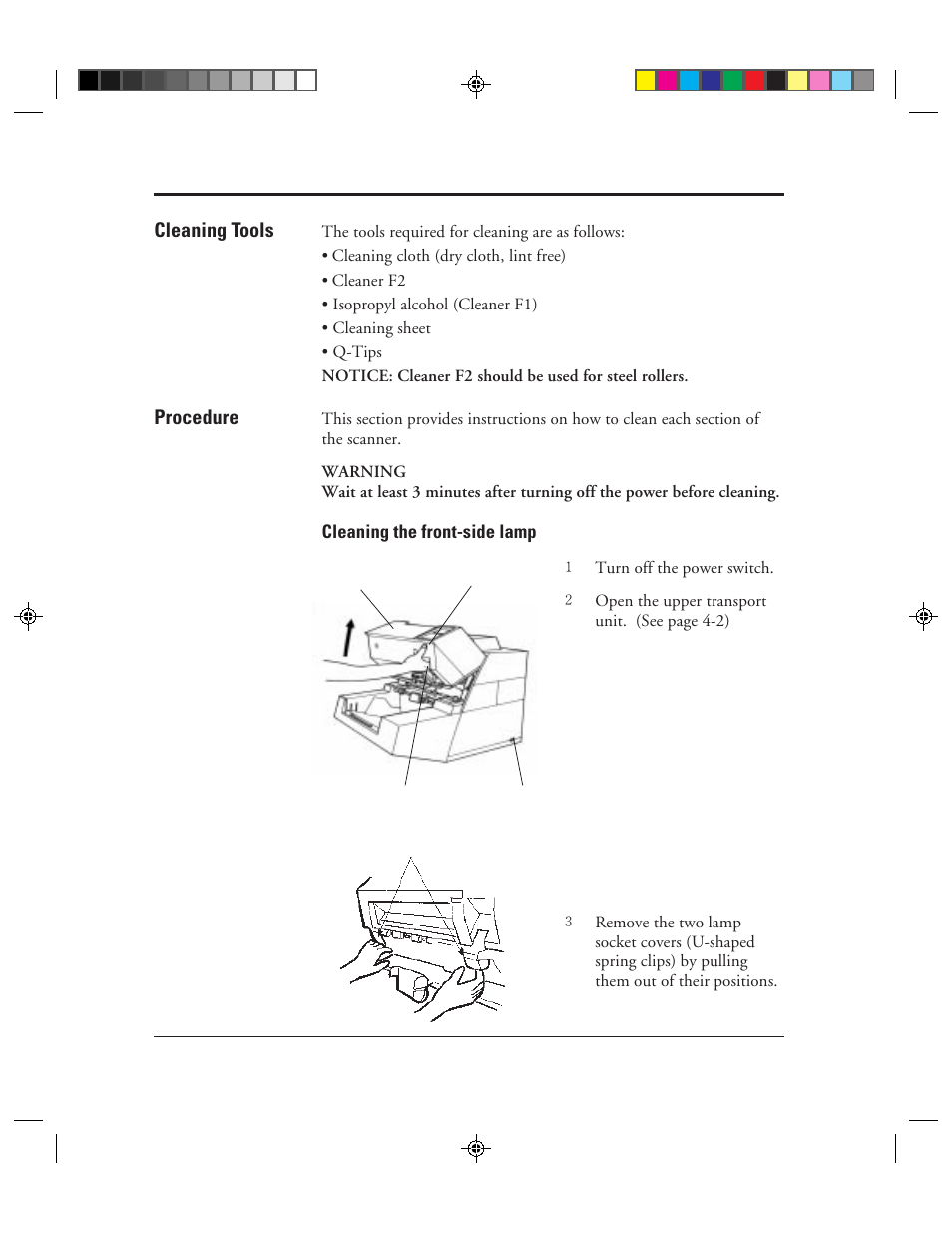 Cleaning tools, Procedure, Cleaning the front-side lamp | Cleaning tools -2 procedure -2, Cleaning the front-side lamp -2 | FUJITSU C150-E049-02EN User Manual | Page 197 / 236