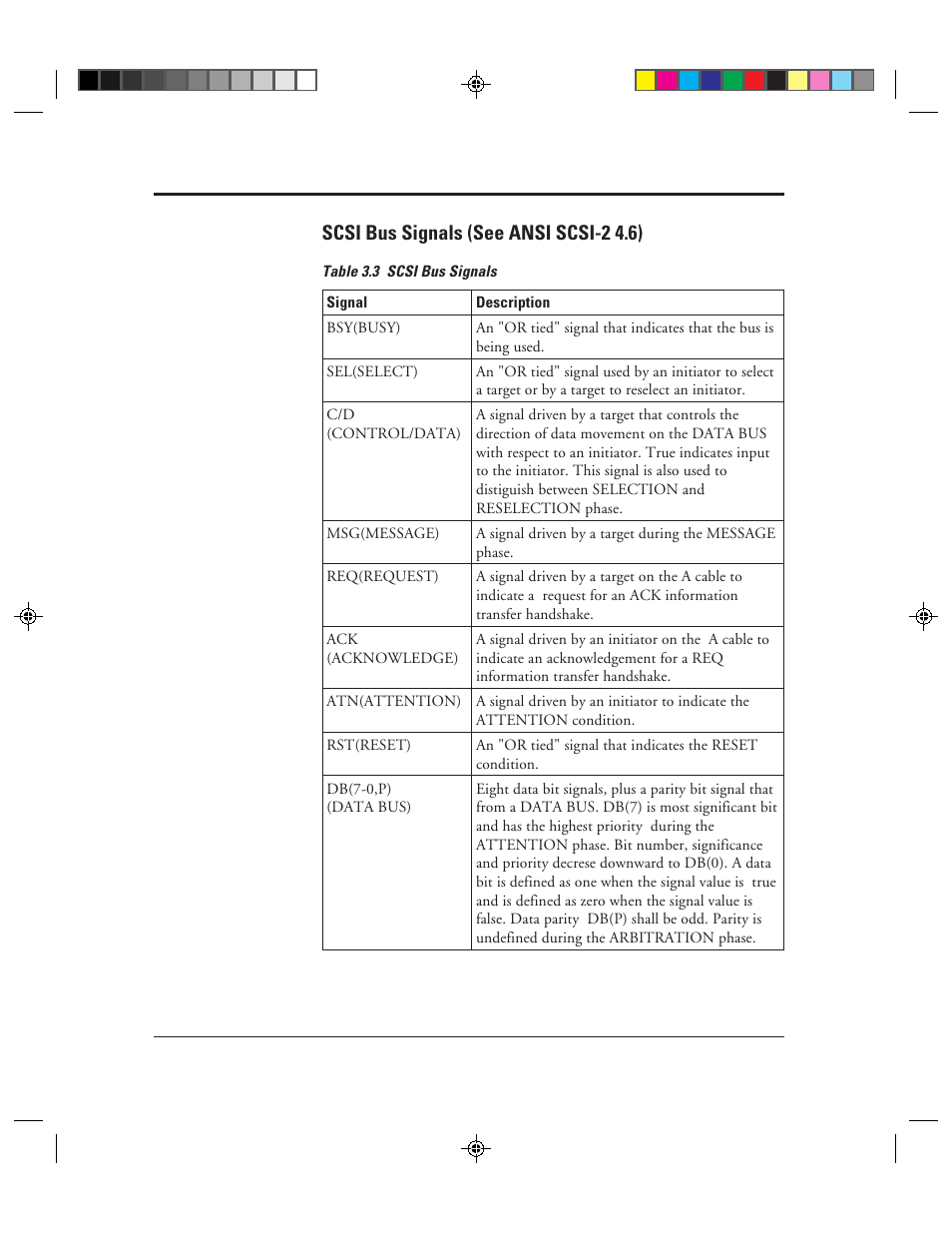 Scsi bus signals (see ansi scsi-2 4.6), Scsi bus signals (see ansi scsi-2 4.6) -8, 3 scsi bus signals -8 | FUJITSU C150-E049-02EN User Manual | Page 41 / 236