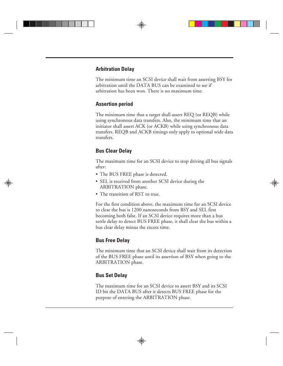 Arbitration delay, Assertion period, Bus clear delay | Bus free delay, Bus set delay | FUJITSU C150-E049-02EN User Manual | Page 45 / 236