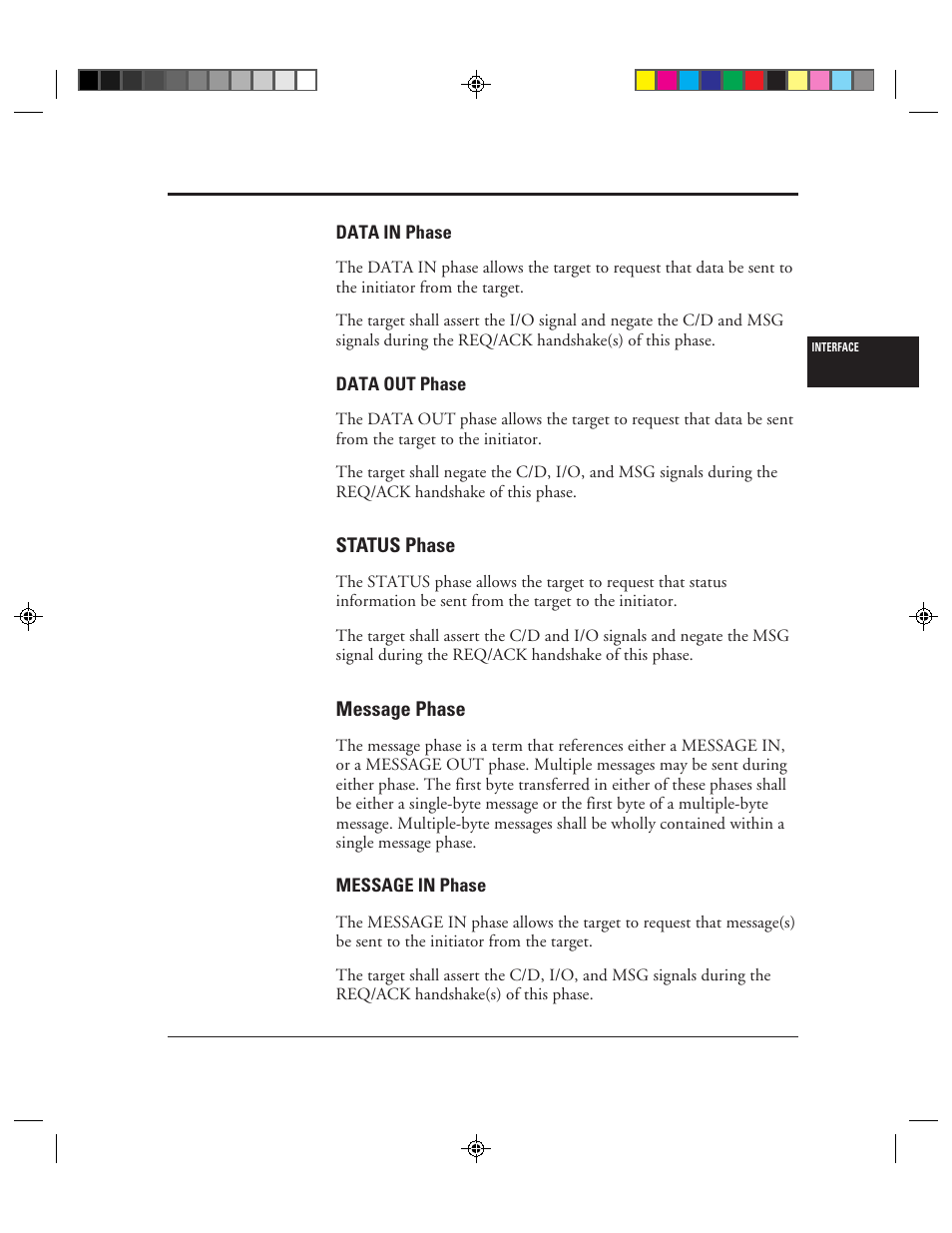 Data in phase, Data out phase, Status phase | Message phase, Message in phase, Data in phase -23 data out phase -23, Status phase -23 message phase -23, Message in phase -23 | FUJITSU C150-E049-02EN User Manual | Page 56 / 236