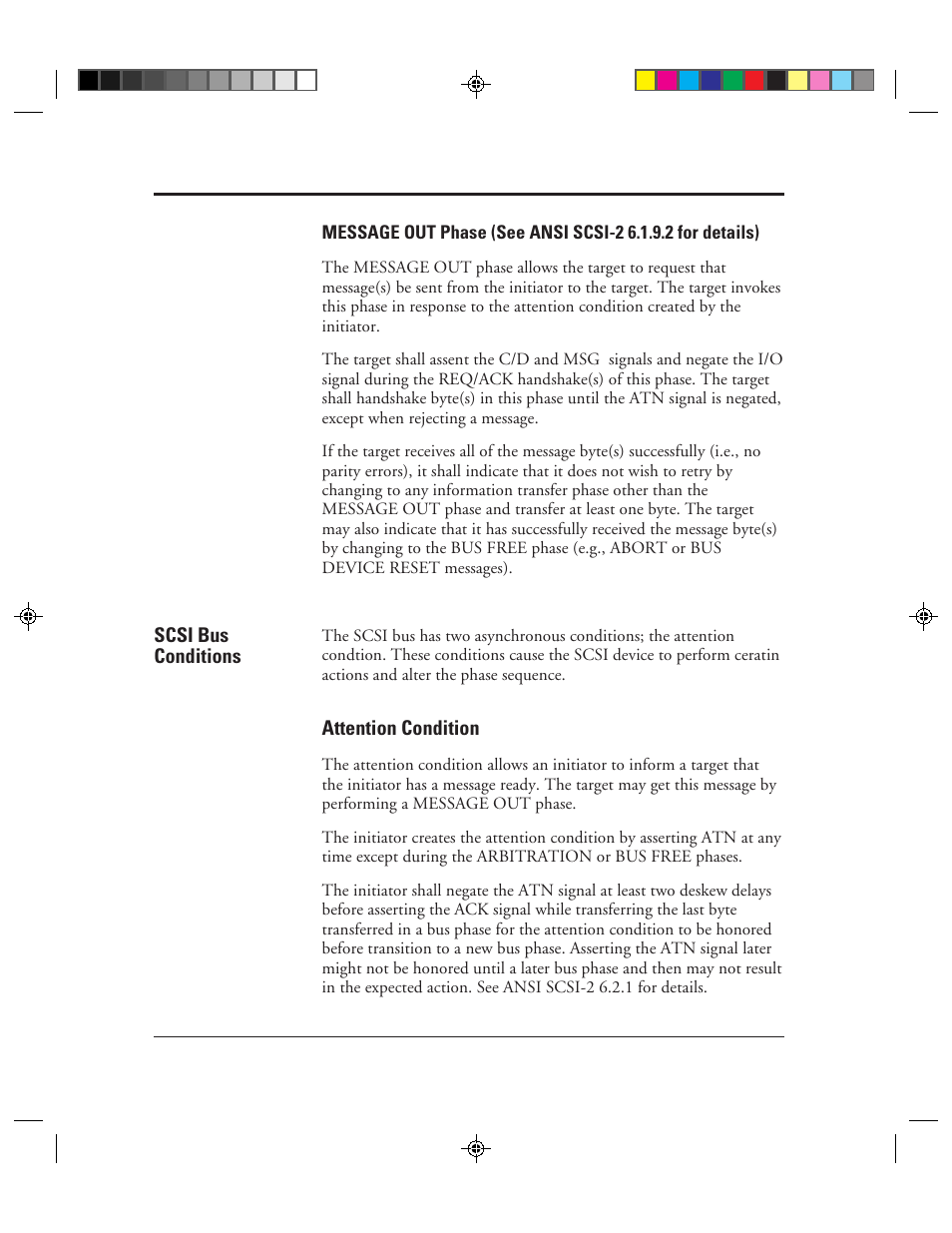 Scsi bus conditions, Attention condition, Scsi bus conditions -24 | Attention condition -24 | FUJITSU C150-E049-02EN User Manual | Page 57 / 236