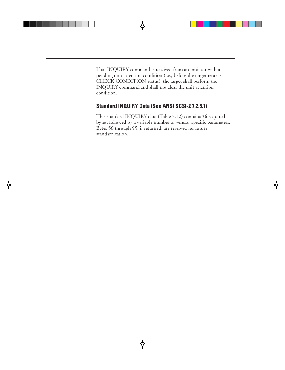 Standard inquiry data (see ansi scsi-2 7.2.5.1) | FUJITSU C150-E049-02EN User Manual | Page 67 / 236