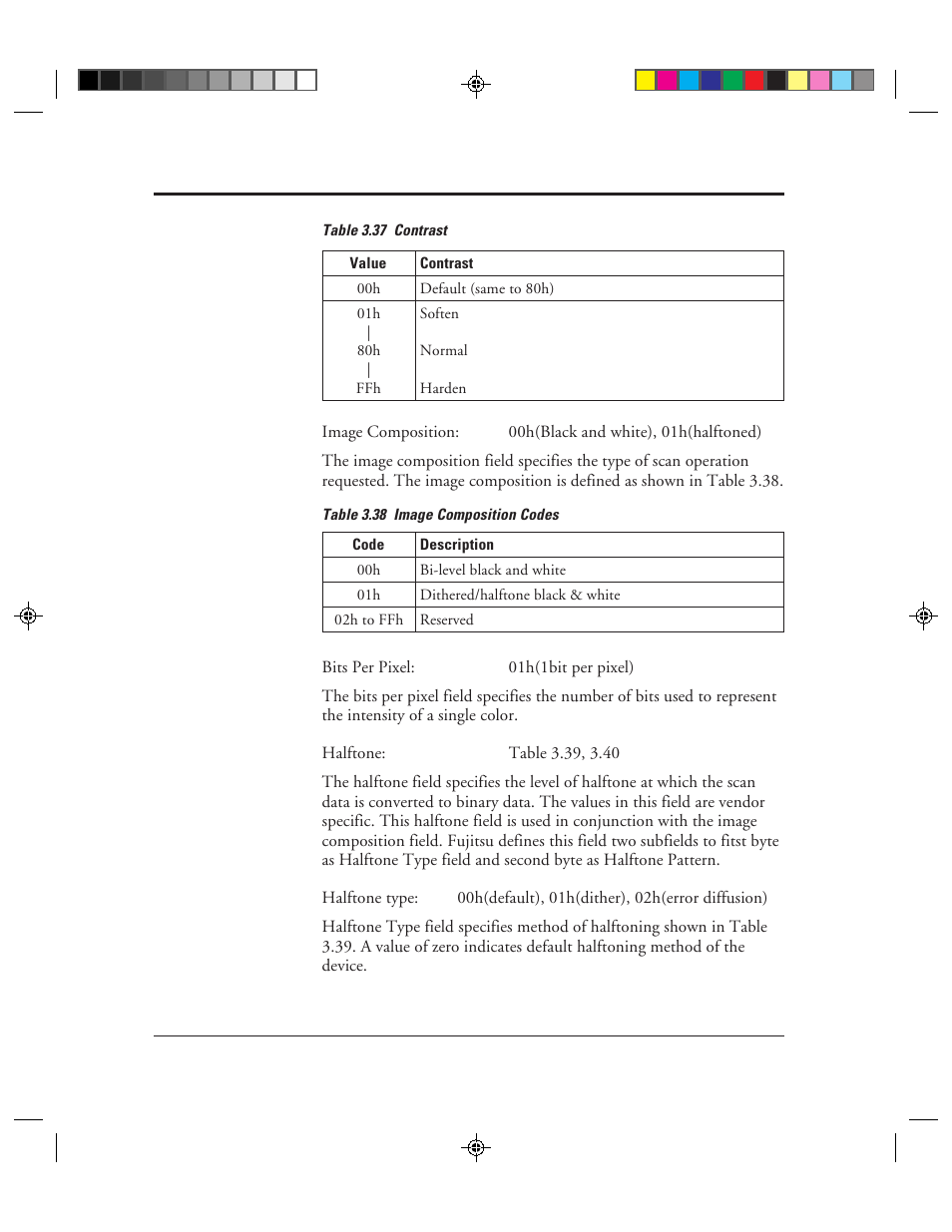 37 contrast -62 3.38 image composition codes -62 | FUJITSU C150-E049-02EN User Manual | Page 95 / 236