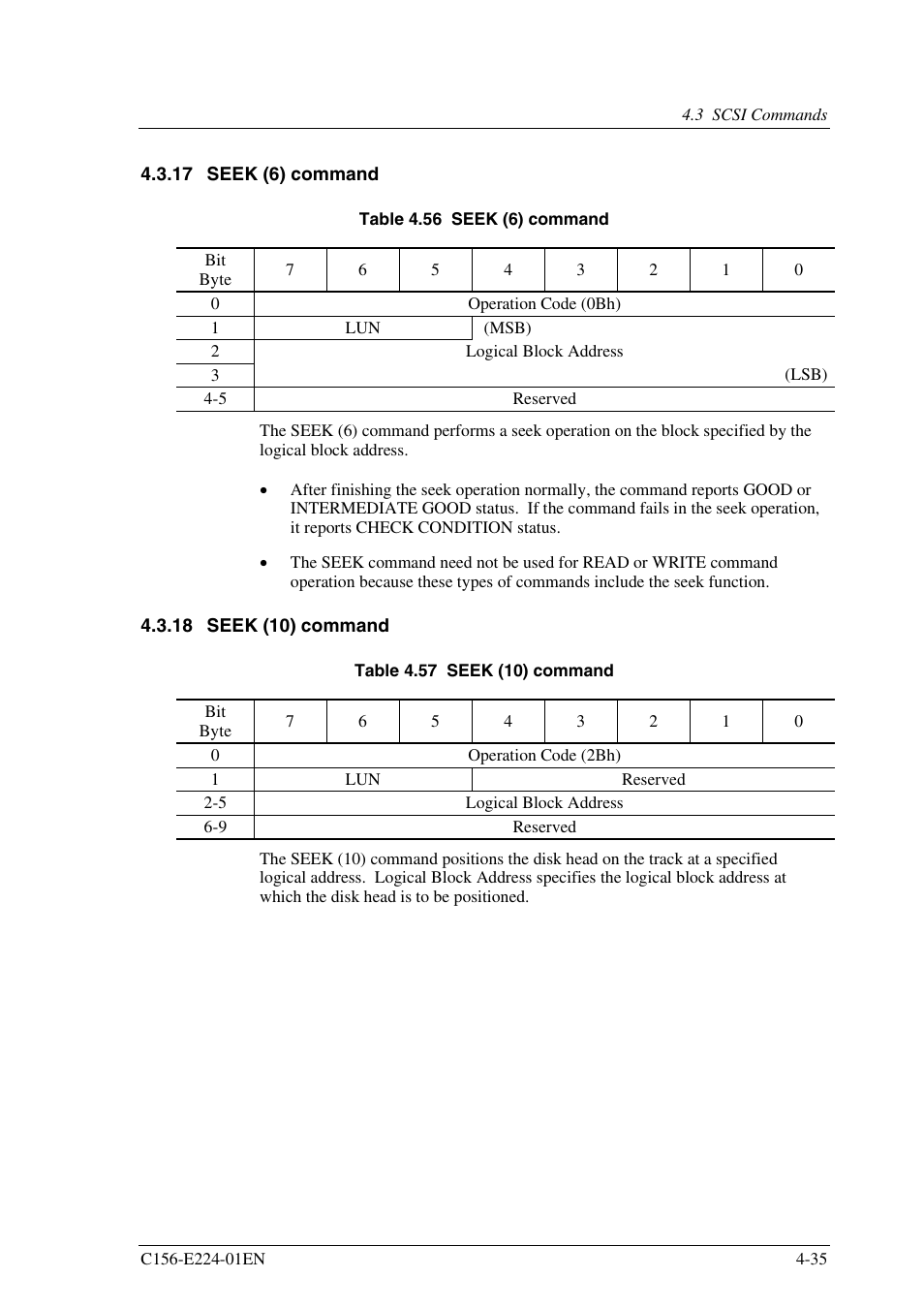 17 seek (6) command, 18 seek (10) command | FUJITSU MCJ3230SS User Manual | Page 109 / 161