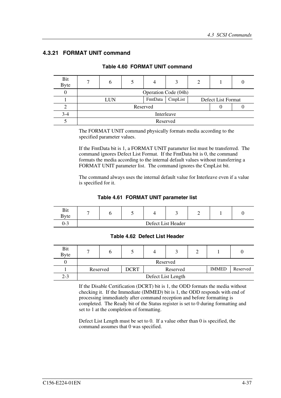 21 format unit command | FUJITSU MCJ3230SS User Manual | Page 111 / 161