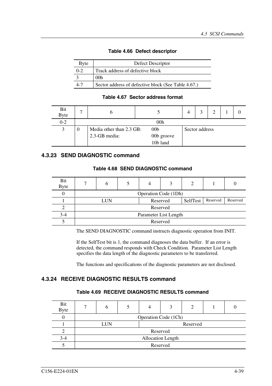 23 send diagnostic command, 24 receive diagnostic results command | FUJITSU MCJ3230SS User Manual | Page 113 / 161