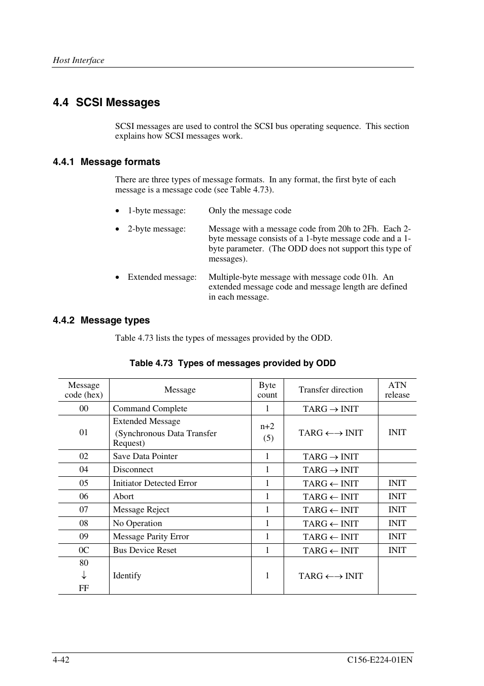 4 scsi messages, 1 message formats, 2 message types | FUJITSU MCJ3230SS User Manual | Page 116 / 161