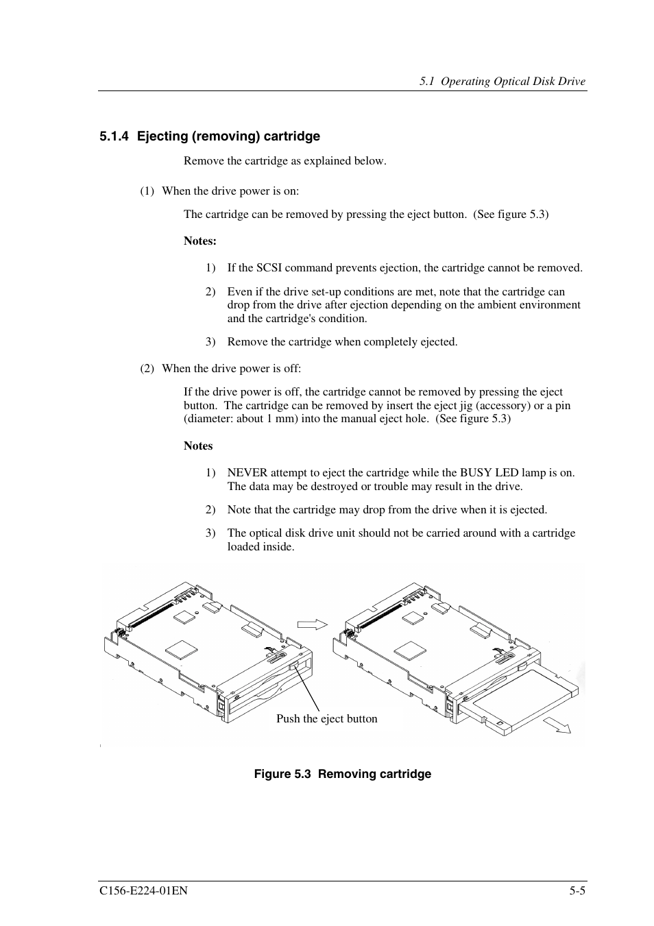4 ejecting (removing) cartridge | FUJITSU MCJ3230SS User Manual | Page 133 / 161