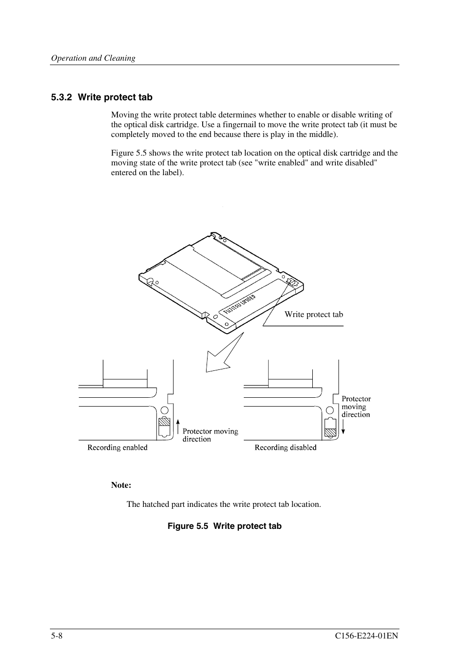 2 write protect tab | FUJITSU MCJ3230SS User Manual | Page 136 / 161