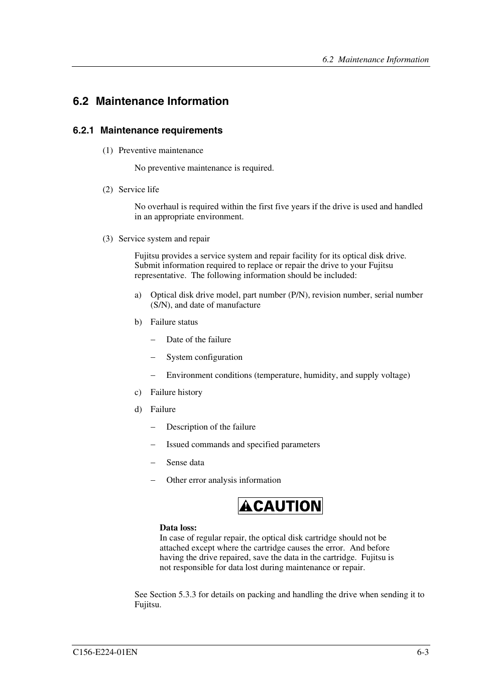 2 maintenance information, 1 maintenance requirements | FUJITSU MCJ3230SS User Manual | Page 145 / 161