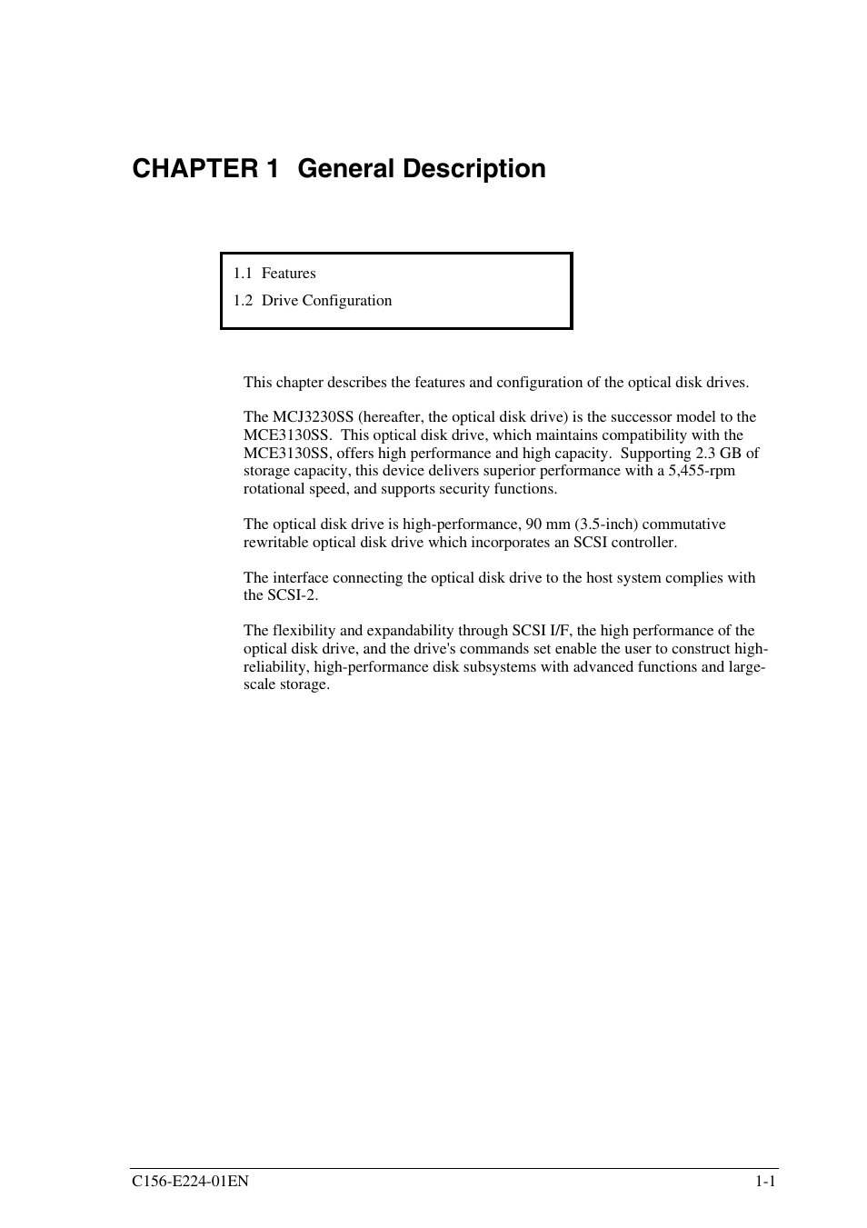 Chapter 1 general description | FUJITSU MCJ3230SS User Manual | Page 23 / 161