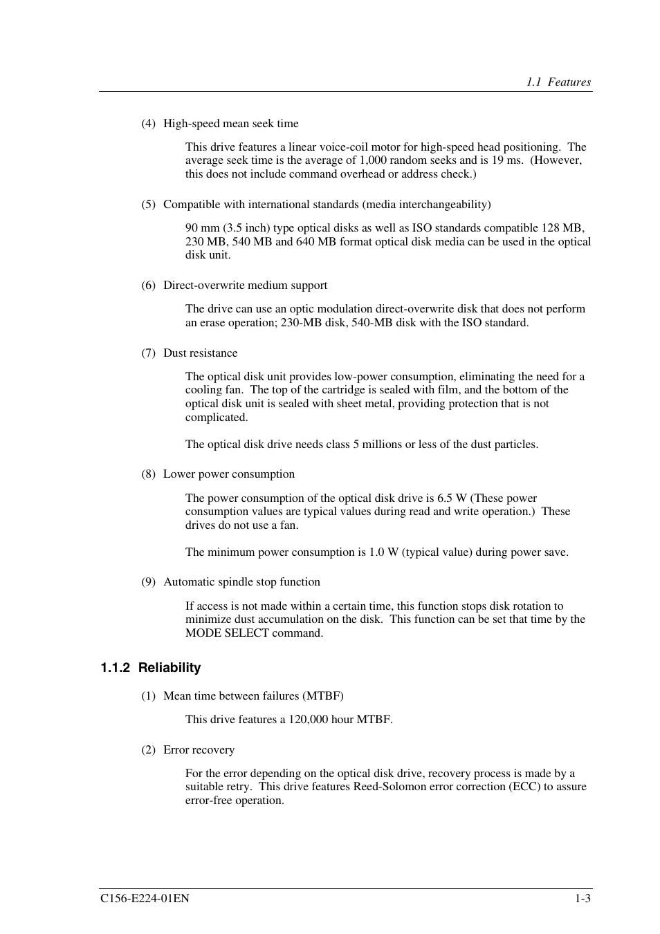 2 reliability | FUJITSU MCJ3230SS User Manual | Page 25 / 161