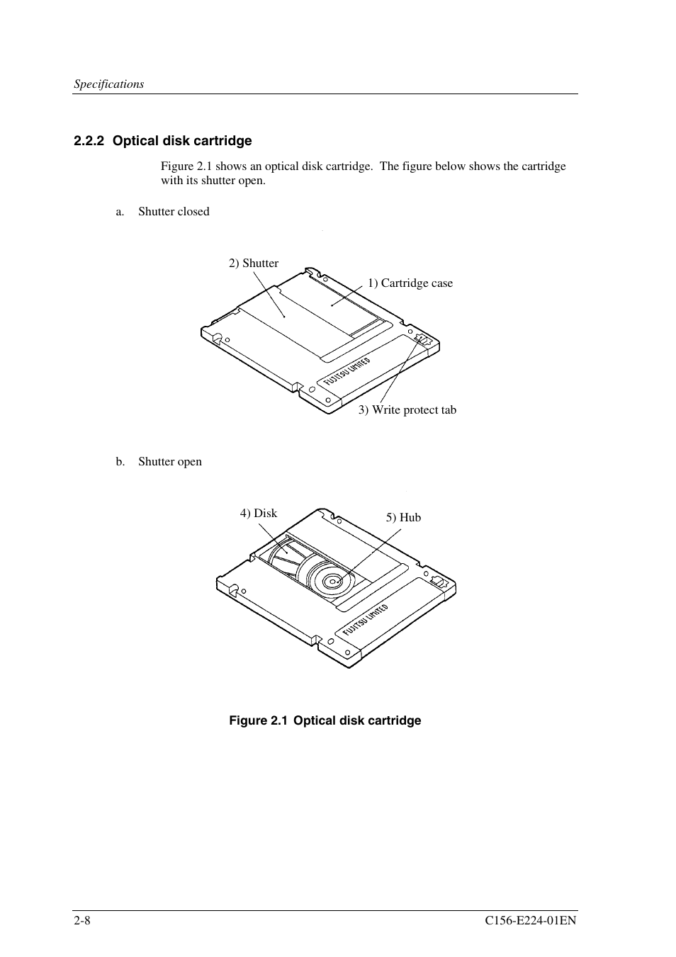 2 optical disk cartridge | FUJITSU MCJ3230SS User Manual | Page 42 / 161