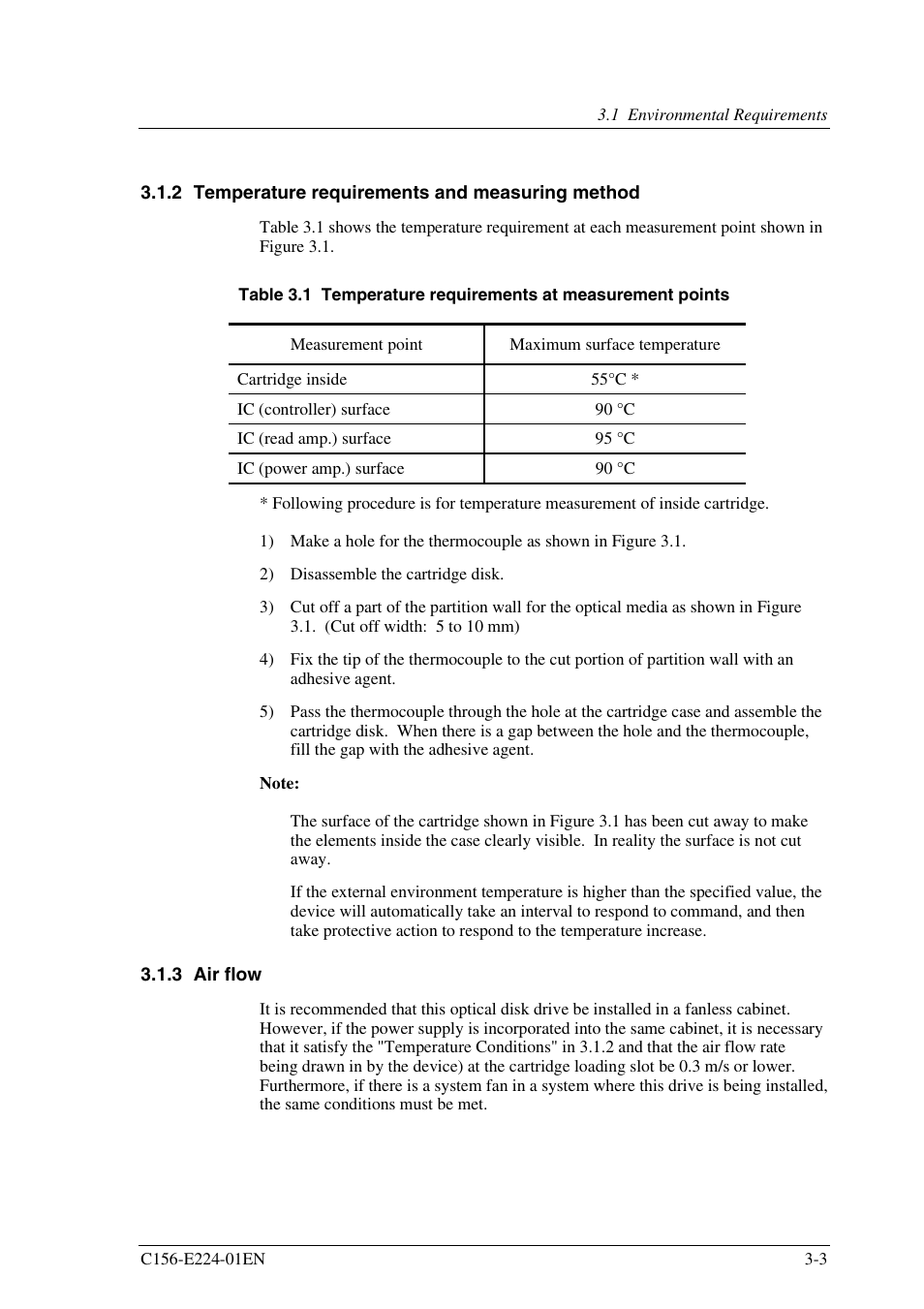 2 temperature requirements and measuring method, 3 air flow | FUJITSU MCJ3230SS User Manual | Page 49 / 161
