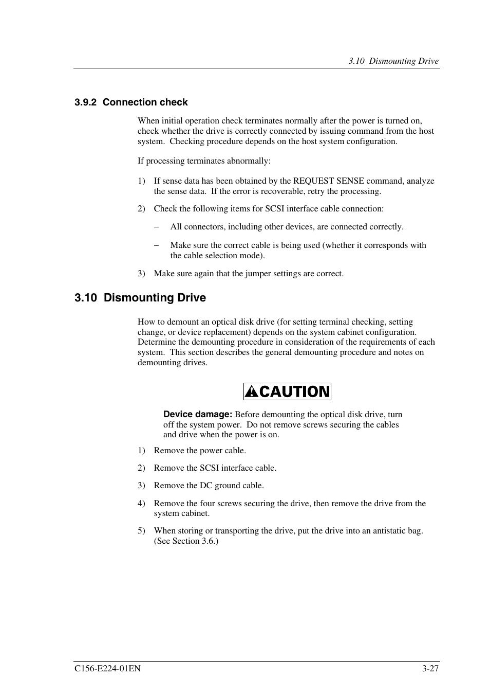 2 connection check, 10 dismounting drive | FUJITSU MCJ3230SS User Manual | Page 73 / 161