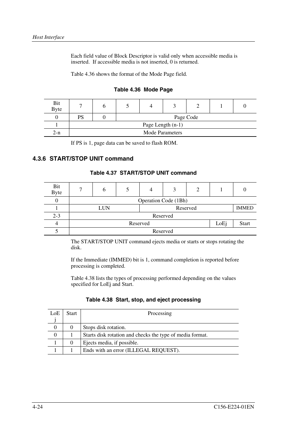 6 start/stop unit command | FUJITSU MCJ3230SS User Manual | Page 98 / 161