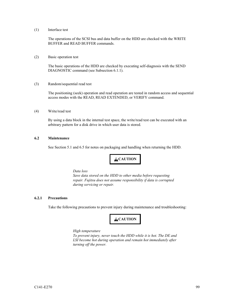 2 maintenance, 1 precautions | FUJITSU MBA3073NP User Manual | Page 103 / 138