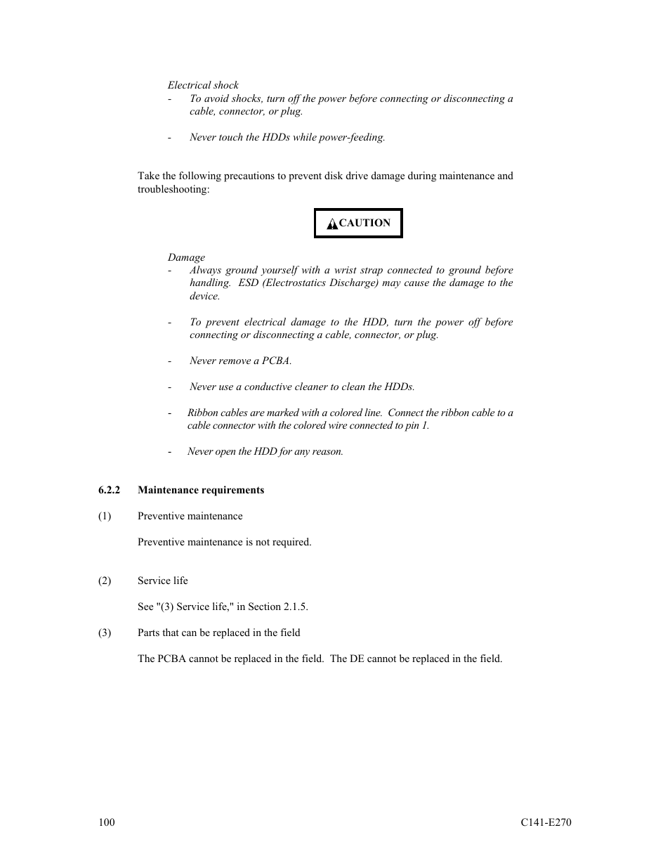 2 maintenance requirements | FUJITSU MBA3073NP User Manual | Page 104 / 138