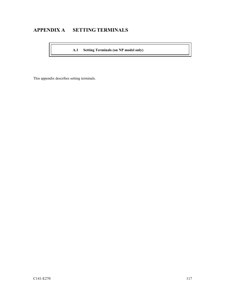 Appendix a setting terminals | FUJITSU MBA3073NP User Manual | Page 121 / 138