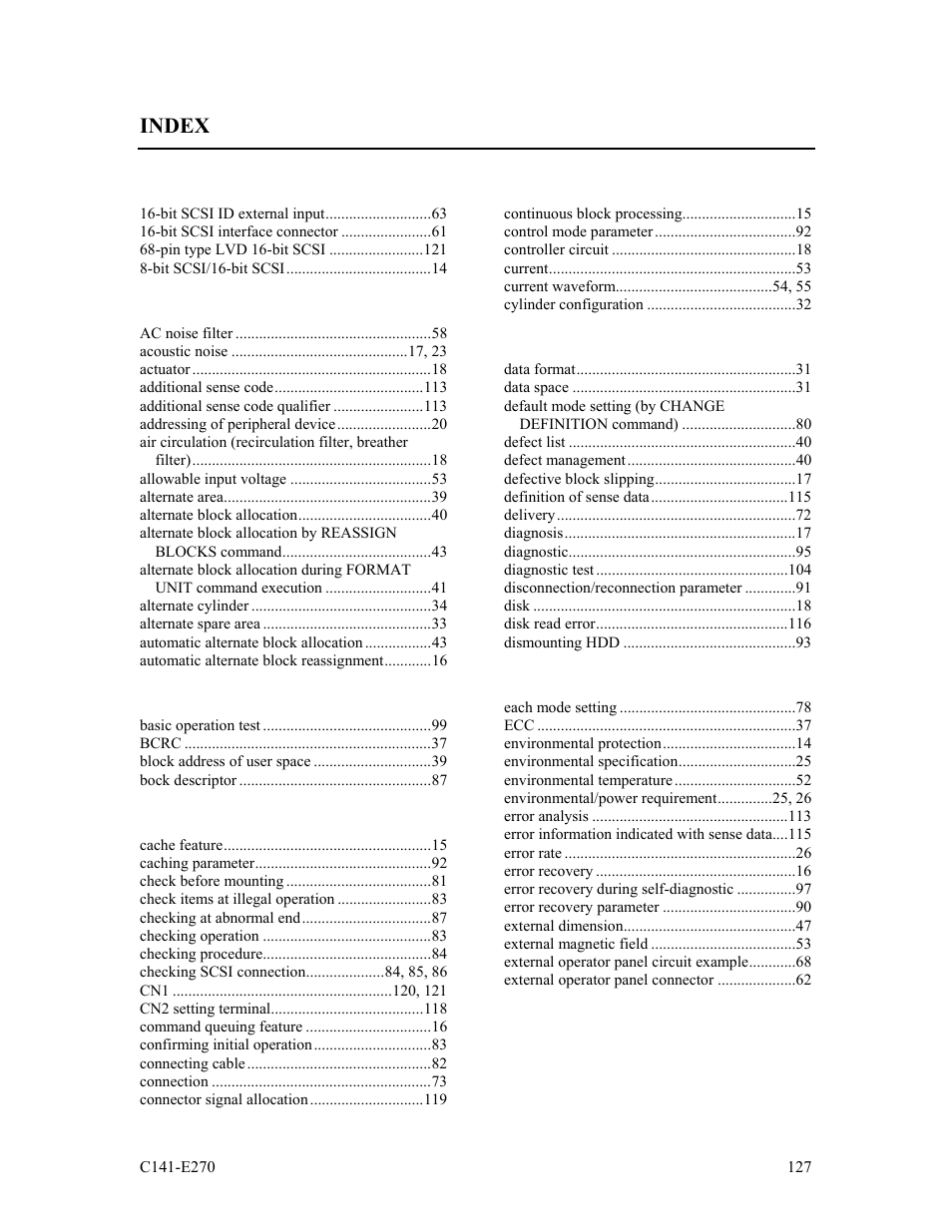 Index | FUJITSU MBA3073NP User Manual | Page 131 / 138