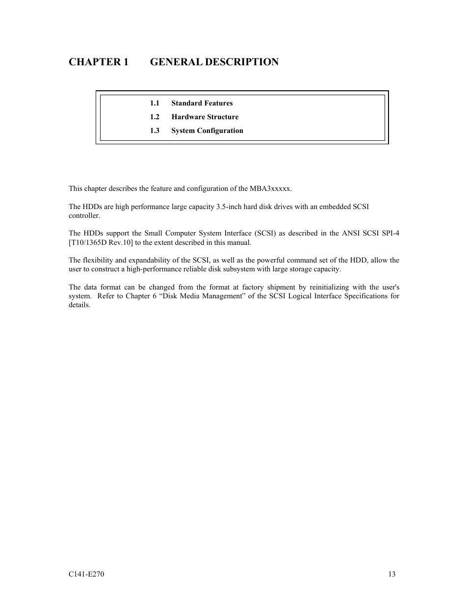 Chapter 1 general description | FUJITSU MBA3073NP User Manual | Page 17 / 138