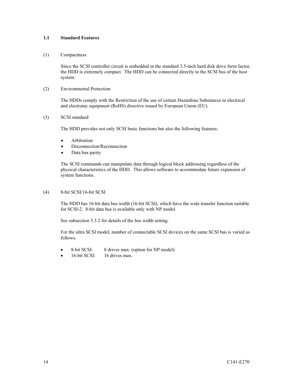 1 standard features | FUJITSU MBA3073NP User Manual | Page 18 / 138