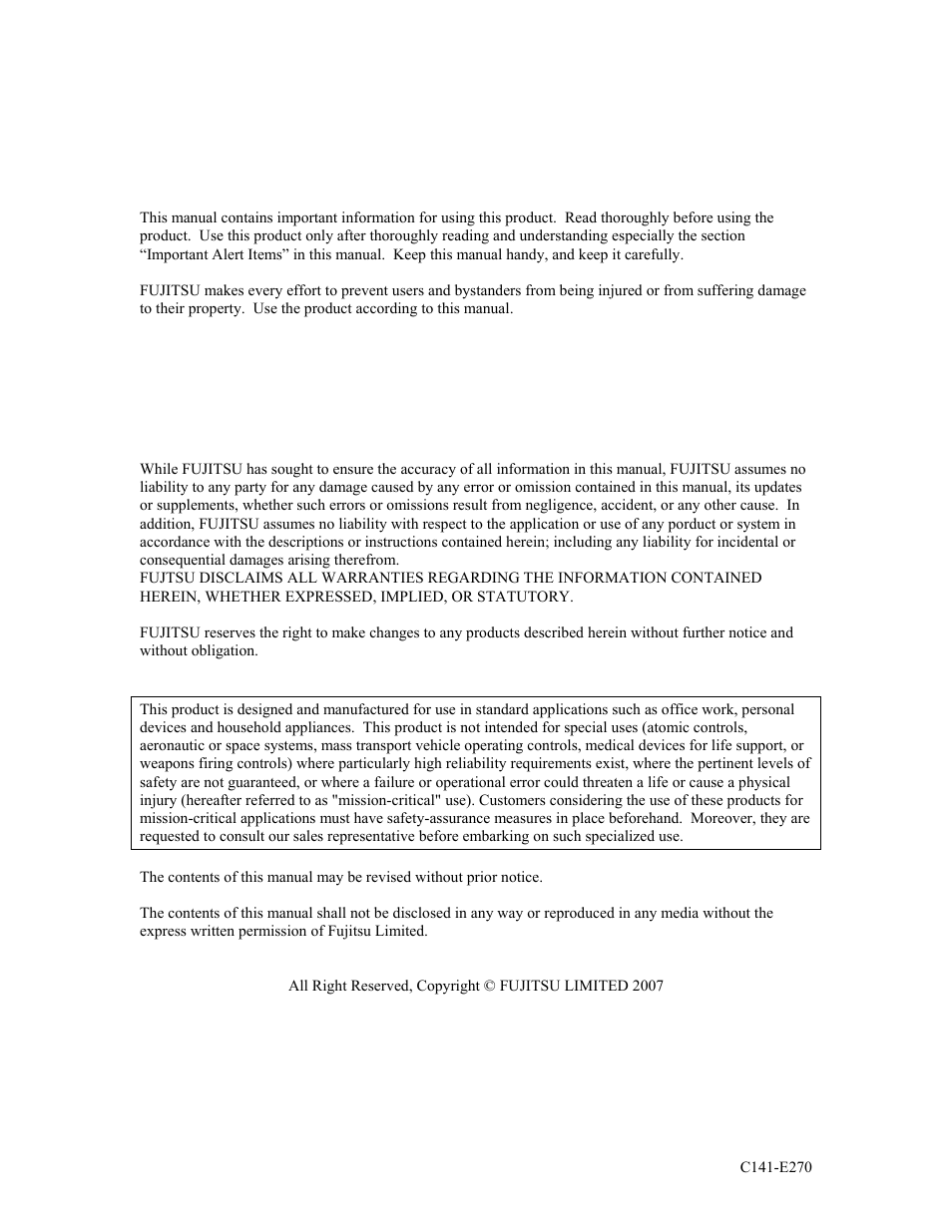 For safe operation | FUJITSU MBA3073NP User Manual | Page 2 / 138