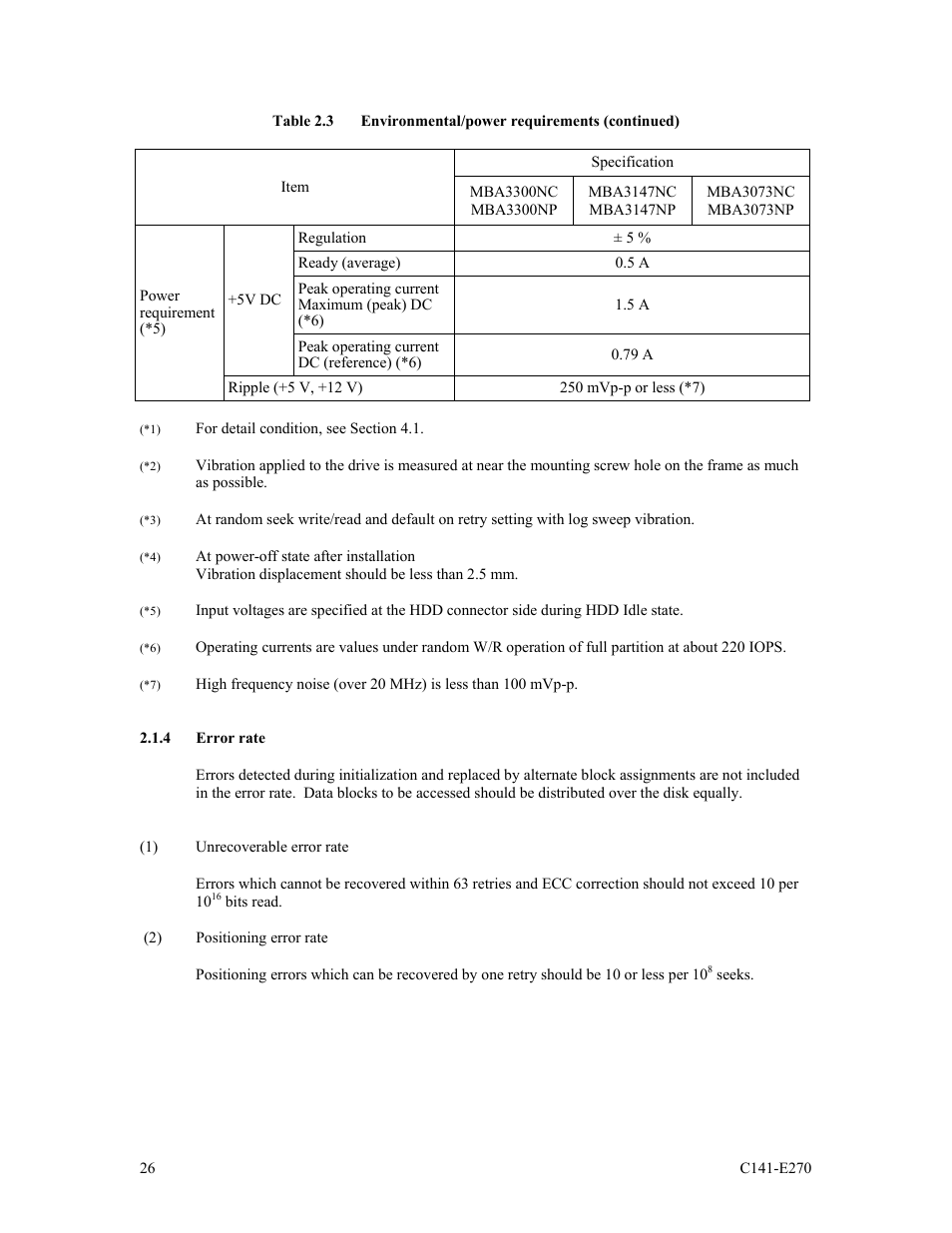 4 error rate | FUJITSU MBA3073NP User Manual | Page 30 / 138