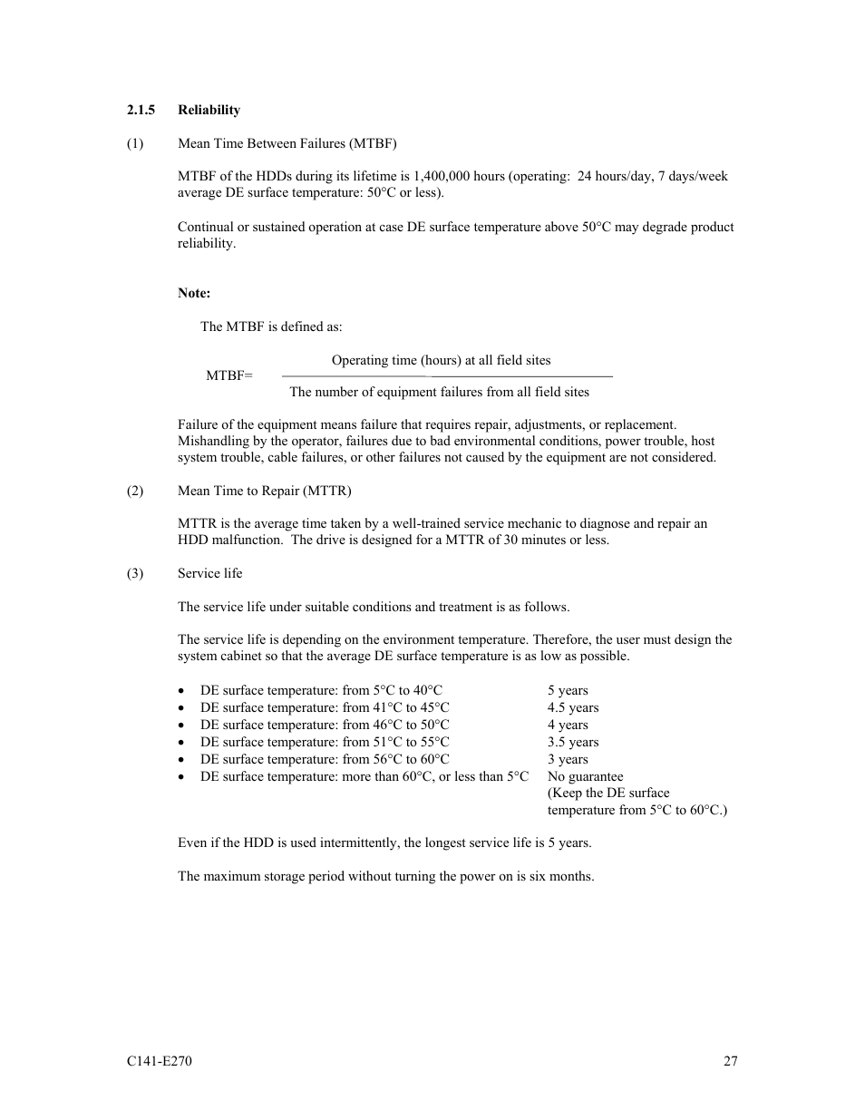 5 reliability | FUJITSU MBA3073NP User Manual | Page 31 / 138