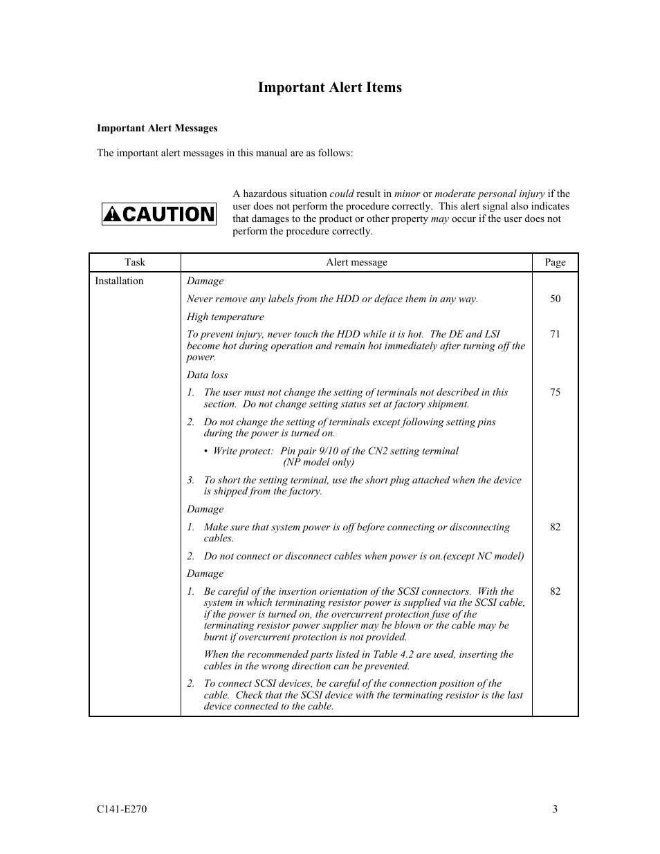 Important alert items | FUJITSU MBA3073NP User Manual | Page 7 / 138