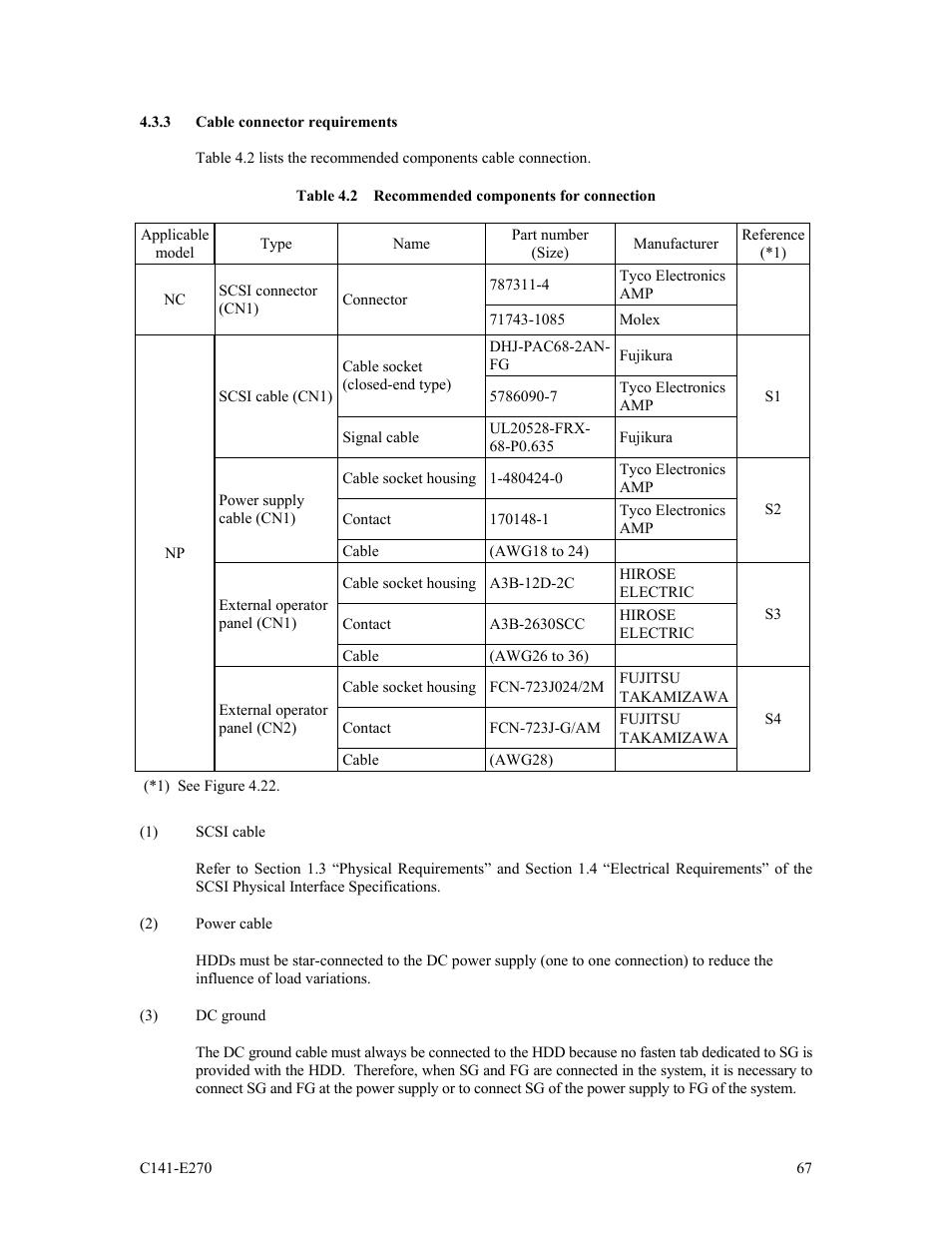 3 cable connector requirements | FUJITSU MBA3073NP User Manual | Page 71 / 138