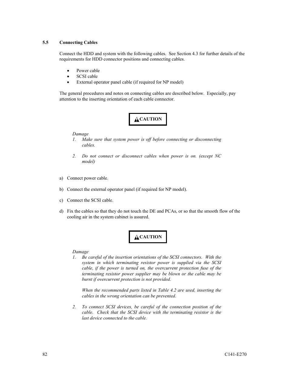 5 connecting cables | FUJITSU MBA3073NP User Manual | Page 86 / 138