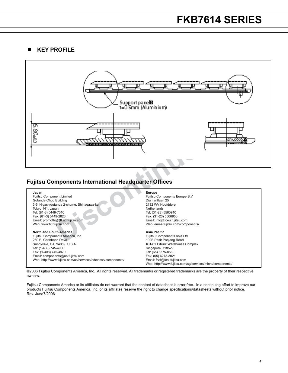 Discontinued, Fkb7614 series, Nkey profile | FUJITSU FKB7614 SERIES User Manual | Page 4 / 4