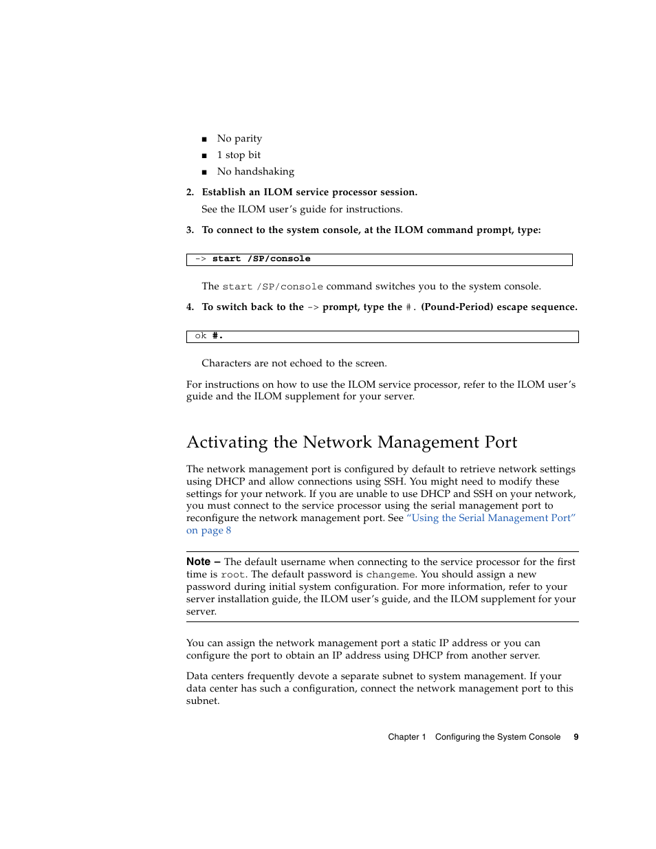 Activating the network management port | FUJITSU T5140 User Manual | Page 31 / 102