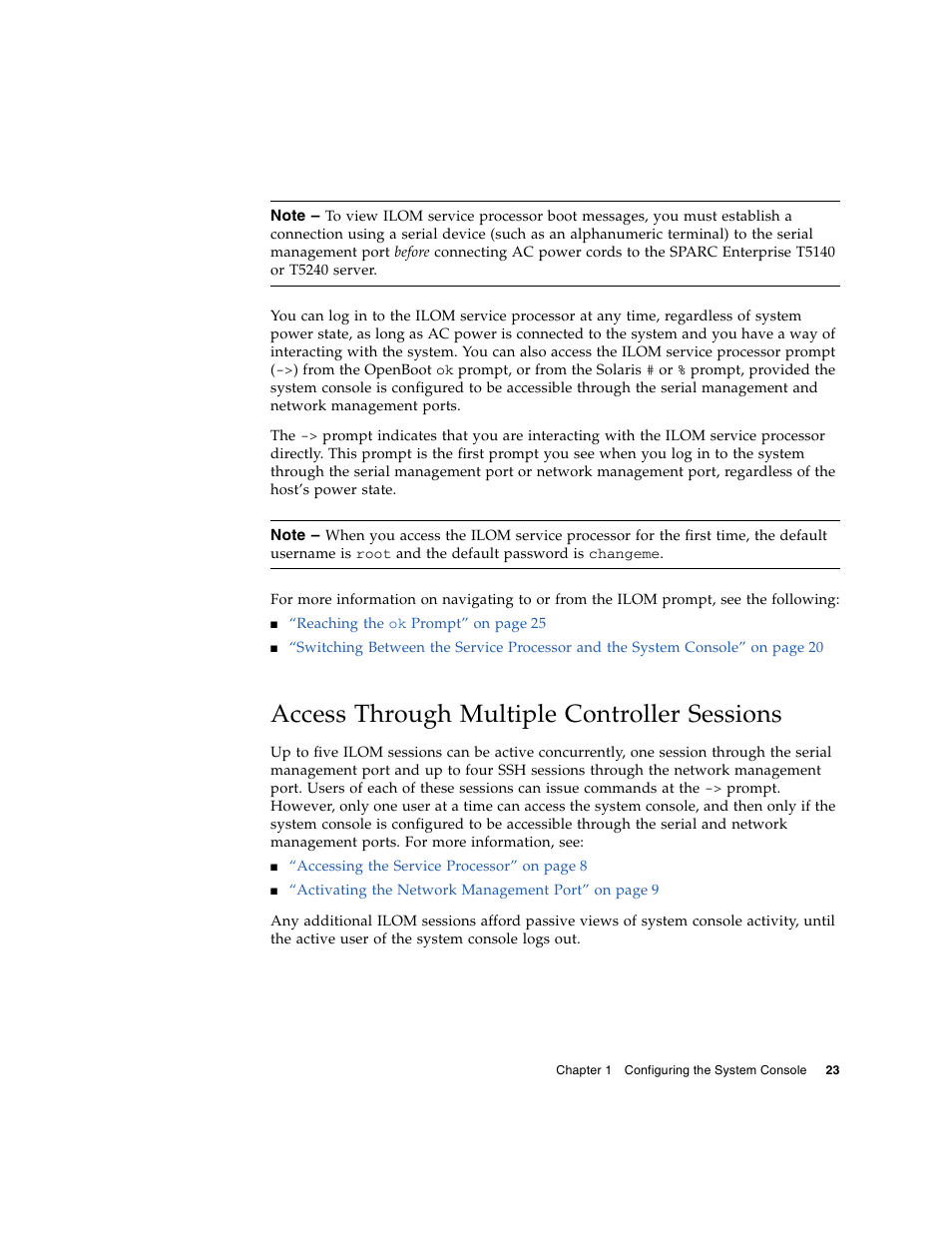 Access through multiple controller sessions | FUJITSU T5140 User Manual | Page 45 / 102