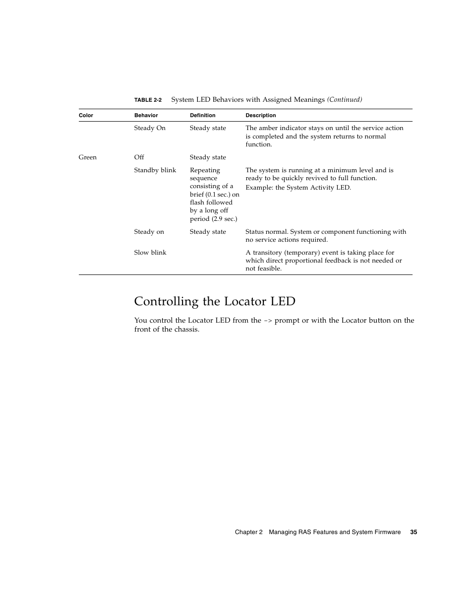 Controlling the locator led | FUJITSU T5140 User Manual | Page 57 / 102