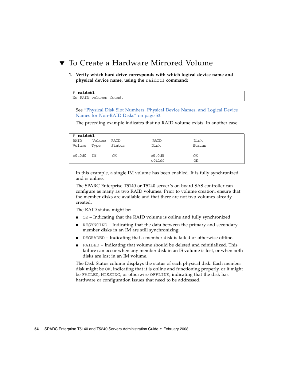 To create a hardware mirrored volume | FUJITSU T5140 User Manual | Page 76 / 102