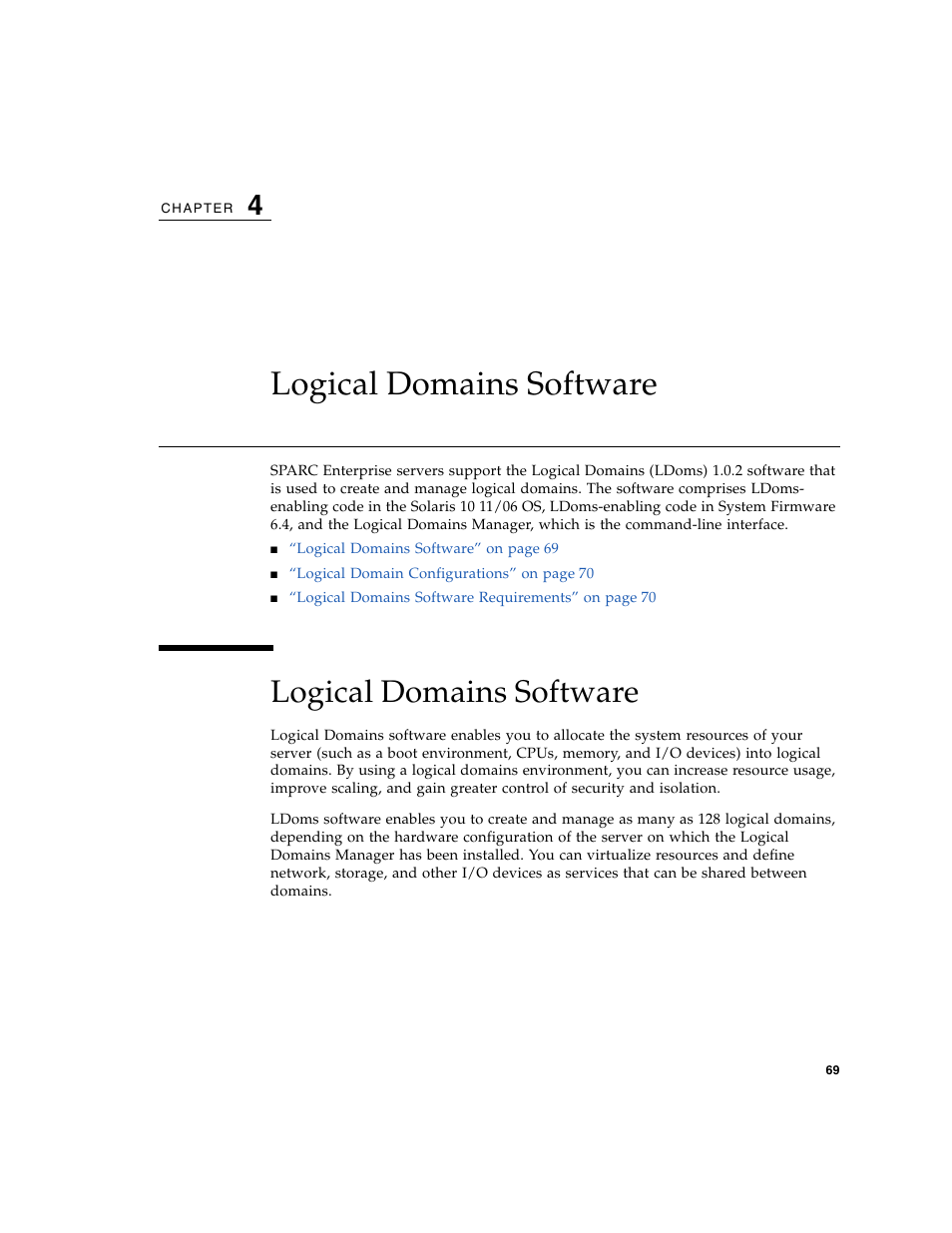 Logical domains software, Chapter 4 | FUJITSU T5140 User Manual | Page 91 / 102