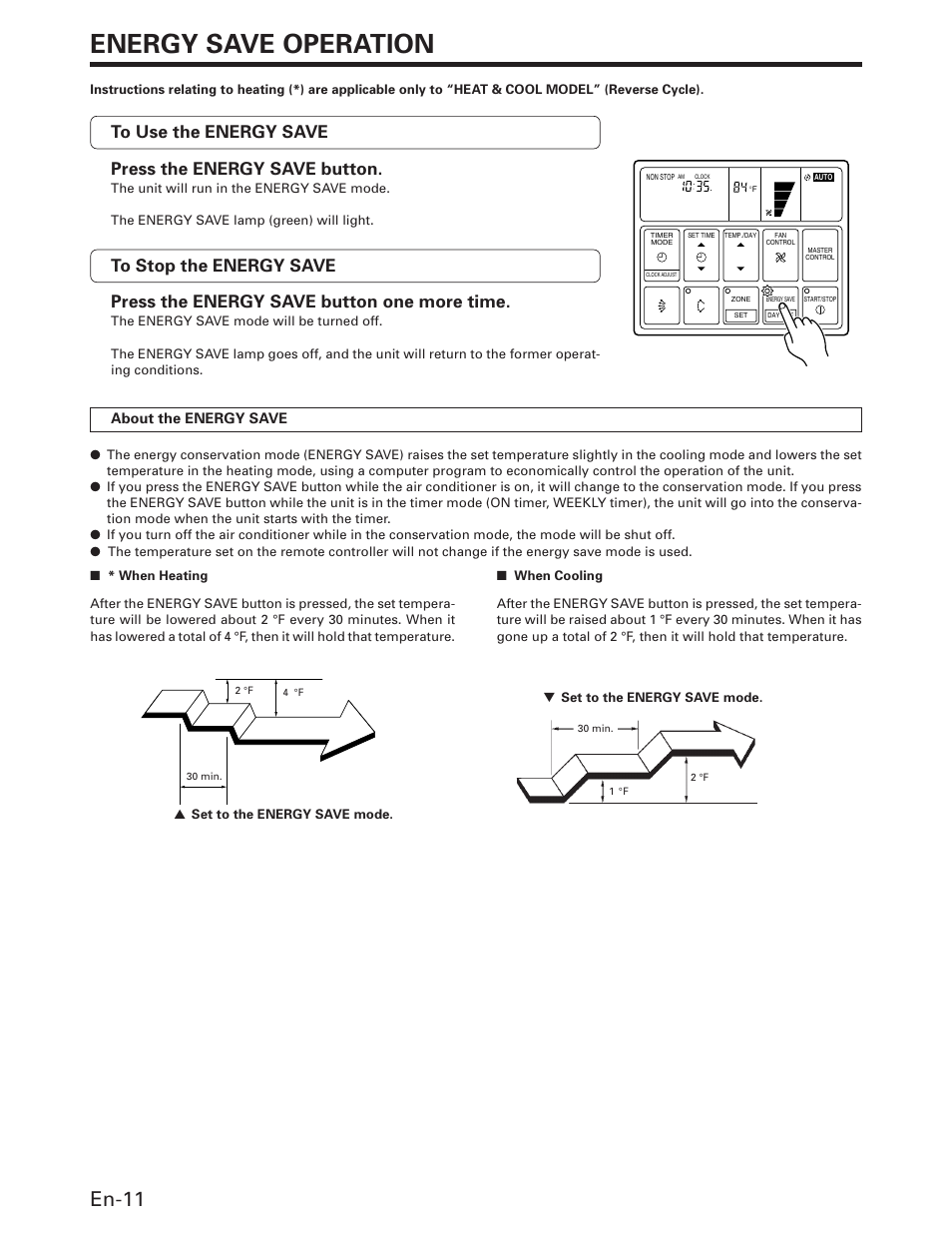 Energy save operation, En-11 | FUJITSU AOU36RC User Manual | Page 12 / 19